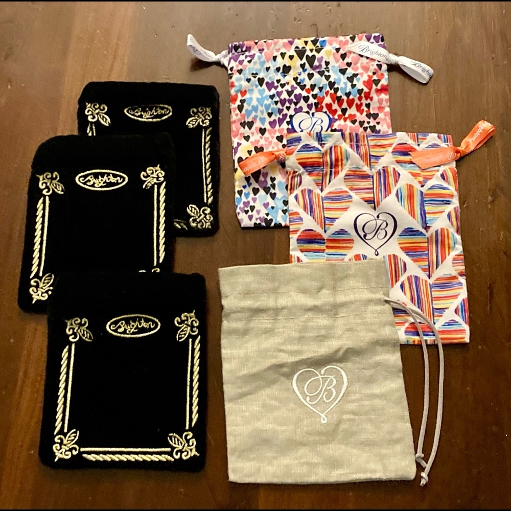 Lot of Brighton Jewelry Zip Pouches Travel Holders/Drawstring Bags - 6 Piece NEW